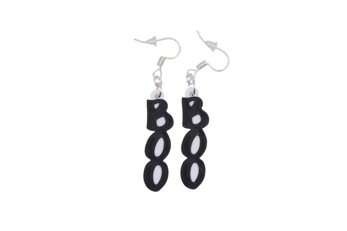 Boo & Drip Earrings - Script text & Horror-Drip Designs