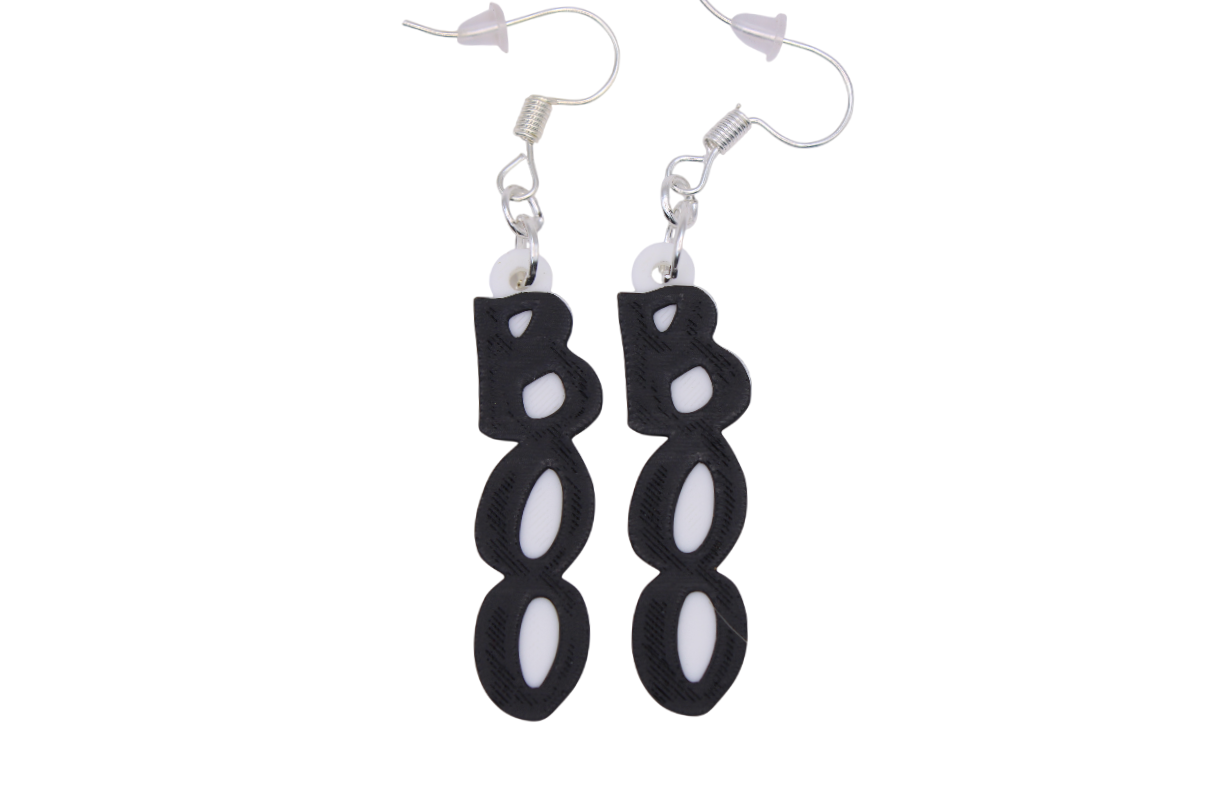 Boo & Drip Earrings - Script text & Horror-Drip Designs