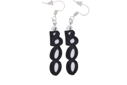 Boo & Drip Earrings - Script text & Horror-Drip Designs