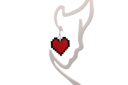 8-Bit Pixel Heart Earrings