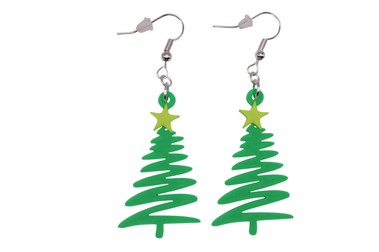 Star-Topped Christmas Tree Earrings
