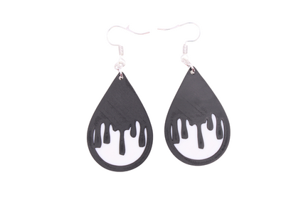 Boo & Drip Earrings - Script text & Horror-Drip Designs
