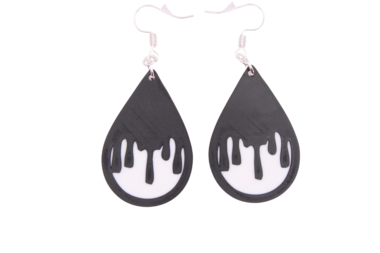 Boo & Drip Earrings - Script text & Horror-Drip Designs
