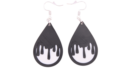 Boo & Drip Earrings - Script text & Horror-Drip Designs
