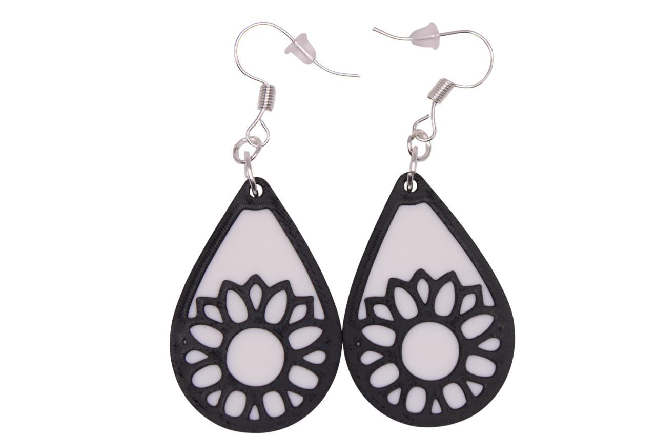 Monochrome Flower Earrings