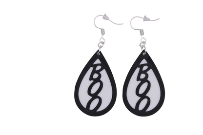 Boo & Drip Earrings - Script text & Horror-Drip Designs