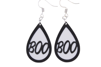 Boo & Drip Earrings - Script text & Horror-Drip Designs