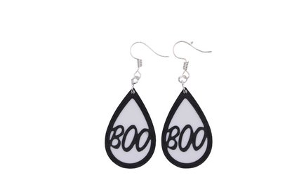 Boo & Drip Earrings - Script text & Horror-Drip Designs