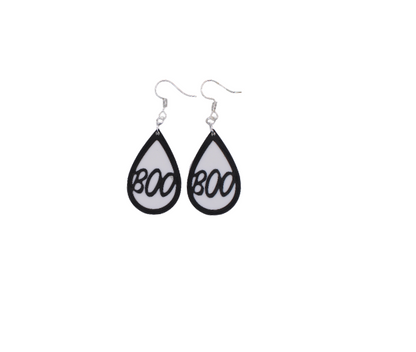 Boo & Drip Earrings - Script text & Horror-Drip Designs