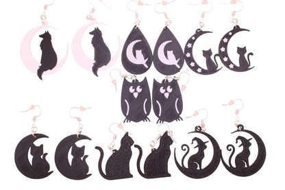 Cats, Owls and a Wolf Earrings