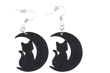 Celestial Creatures Earrings - Cats, Owls, and Moons