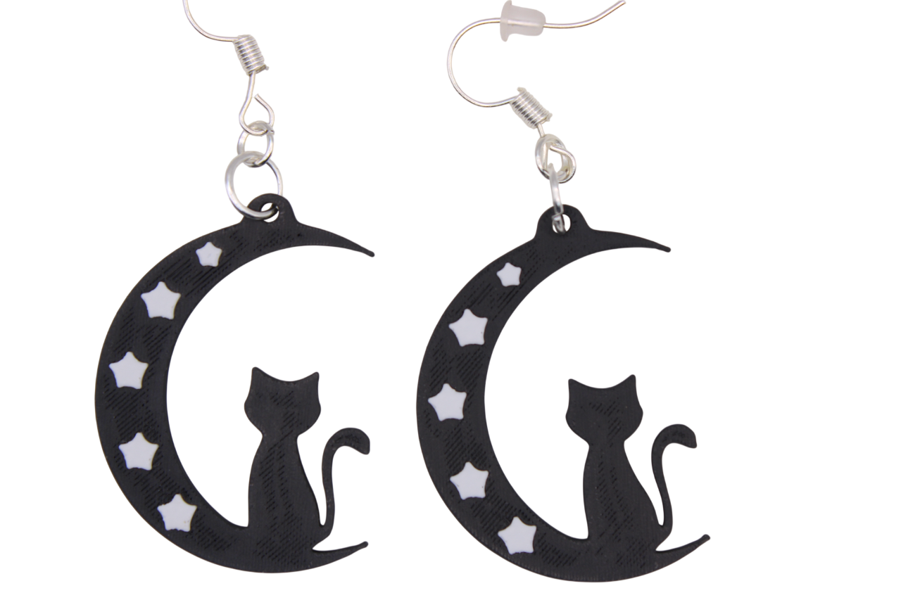 Celestial Creatures Earrings - Cats, Owls, and Moons