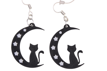 Celestial Creatures Earrings - Cats, Owls, and Moons