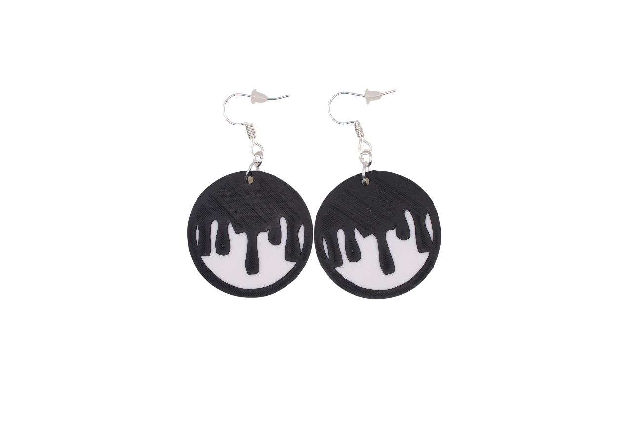 Boo & Drip Earrings - Script text & Horror-Drip Designs