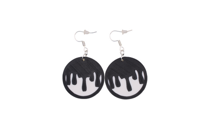 Boo & Drip Earrings - Script text & Horror-Drip Designs