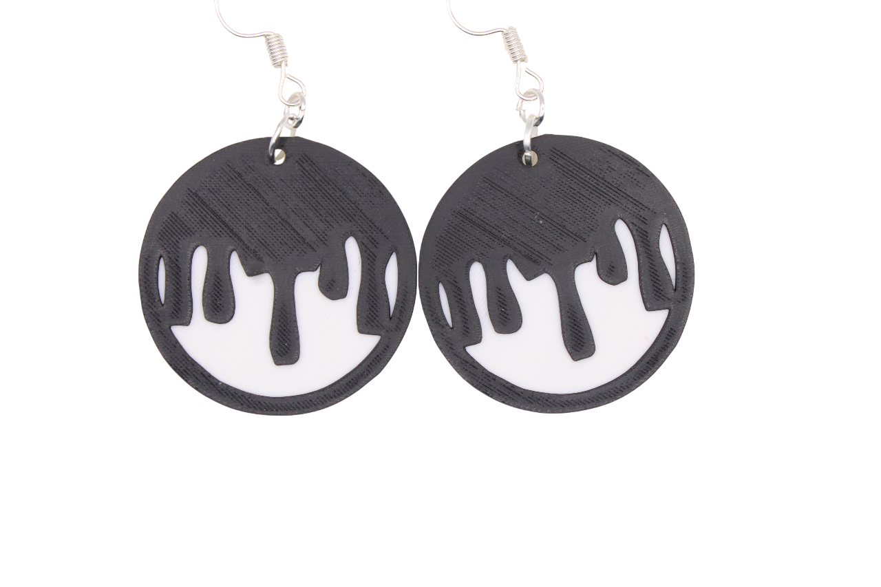 Boo & Drip Earrings - Script text & Horror-Drip Designs