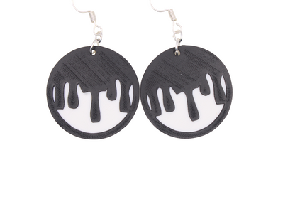 Boo & Drip Earrings - Script text & Horror-Drip Designs