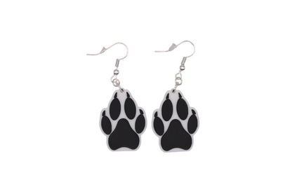 Wolf Paw Raised Earrings - 3D Printed