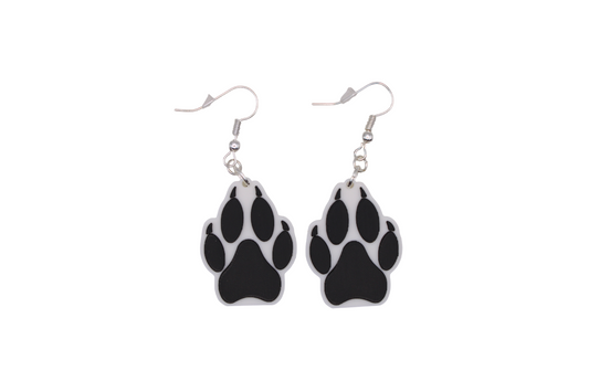 Wolf Paw Raised Earrings - 3D Printed