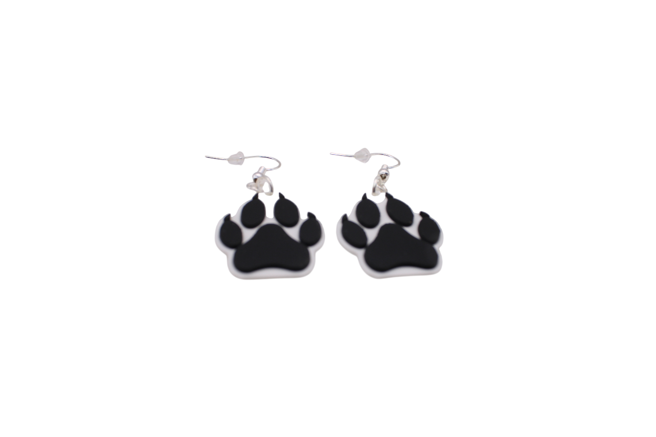 Wolf Paw Raised Earrings - 3D Printed