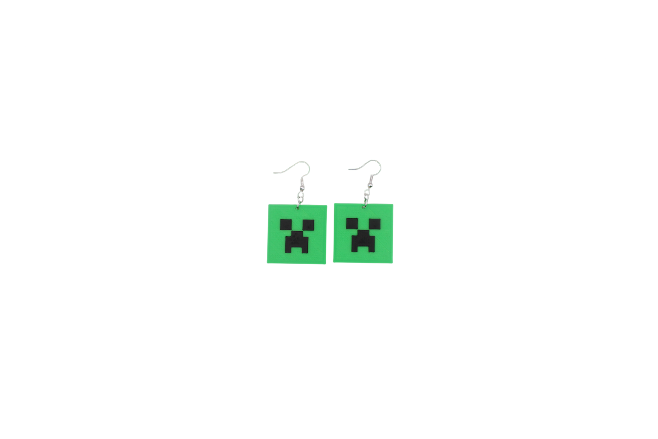 Minecraft Creeper Earrings - 3D Printed