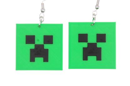 Minecraft Creeper Earrings - 3D Printed