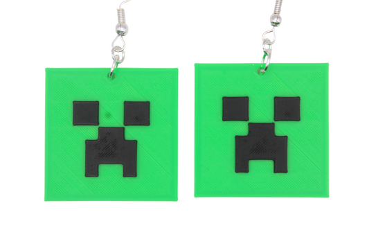 Minecraft Creeper Earrings - 3D Printed