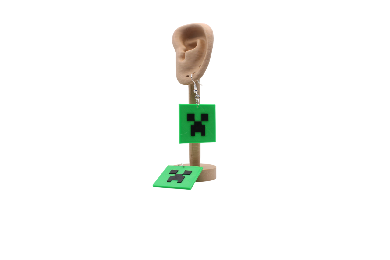 Minecraft Creeper Earrings - 3D Printed