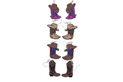 Cowboy/girl Rodeo Earrings Set 3 "Boots"
