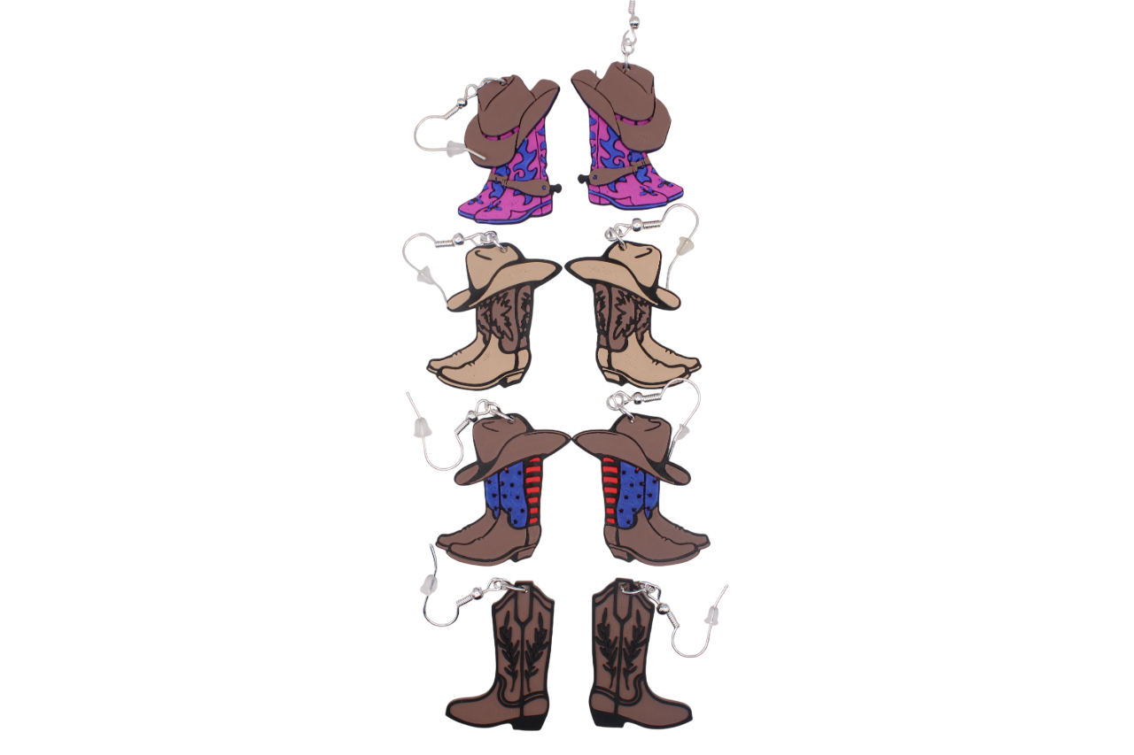 Cowboy/girl Rodeo Earrings Set 3 "Boots"