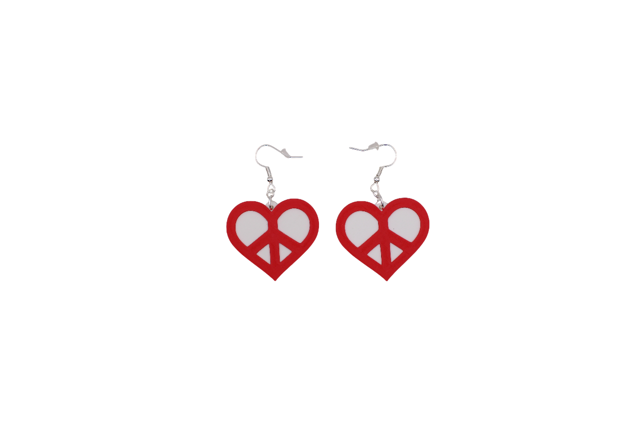 Peace in a Large Heart - 3D Printed Earrings!