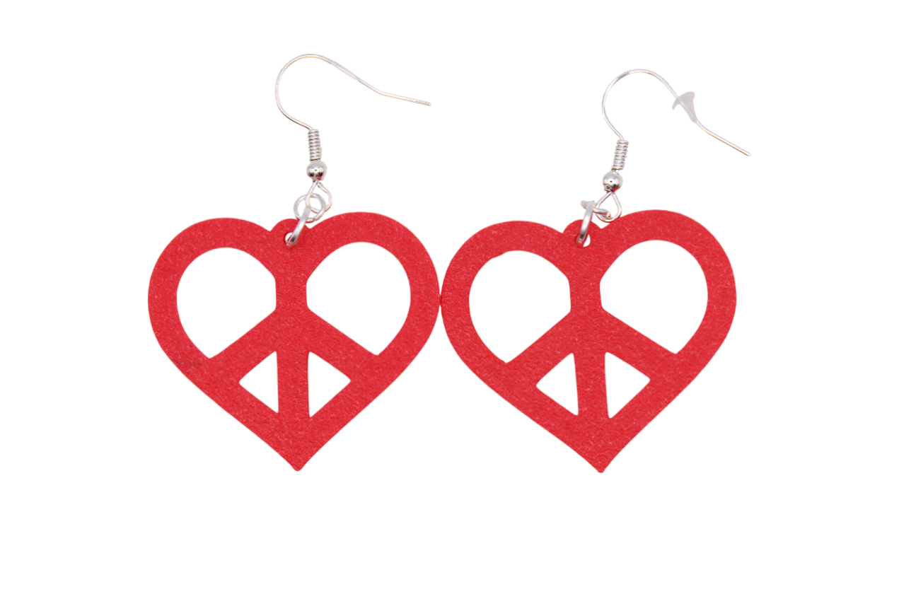 Peace in a Large Heart - 3D Printed Earrings!