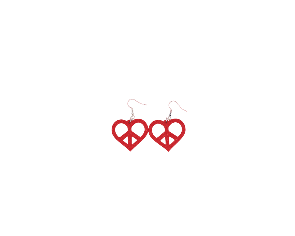 Peace in a Large Heart - 3D Printed Earrings!