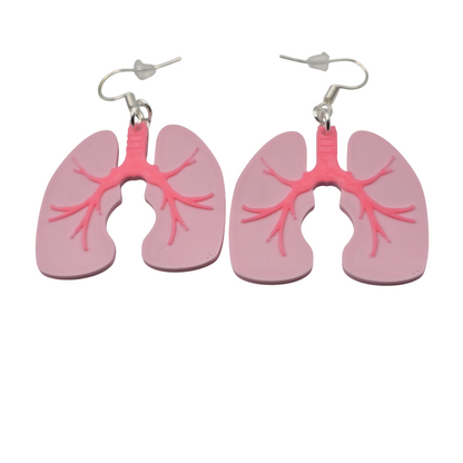 Lung Earrings (Medical) 3D Printed
