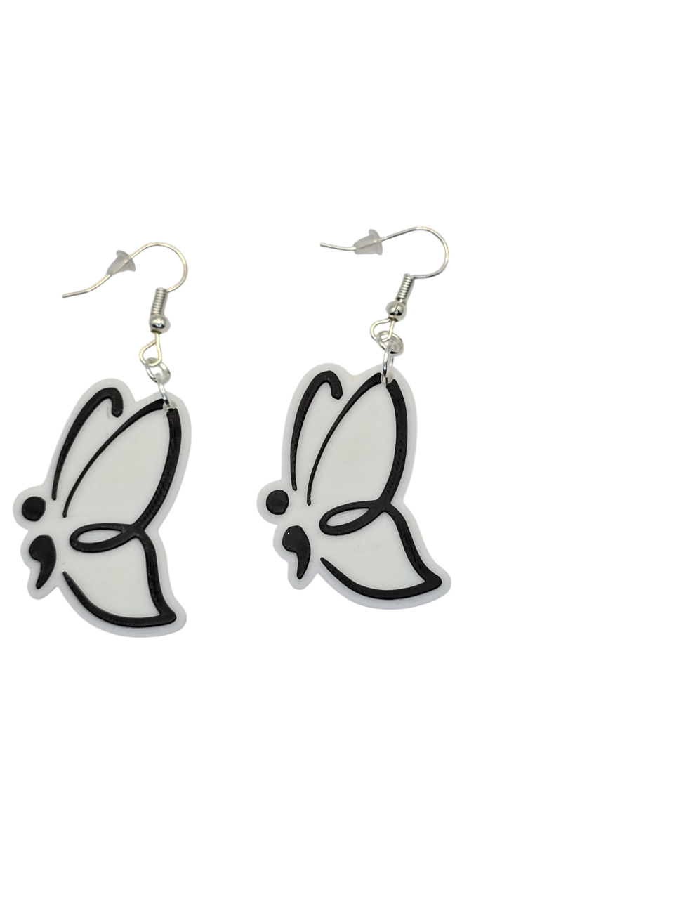Butterfly-shaped earrings with no background