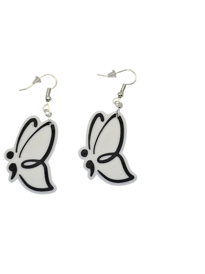 Butterfly-shaped earrings with no background