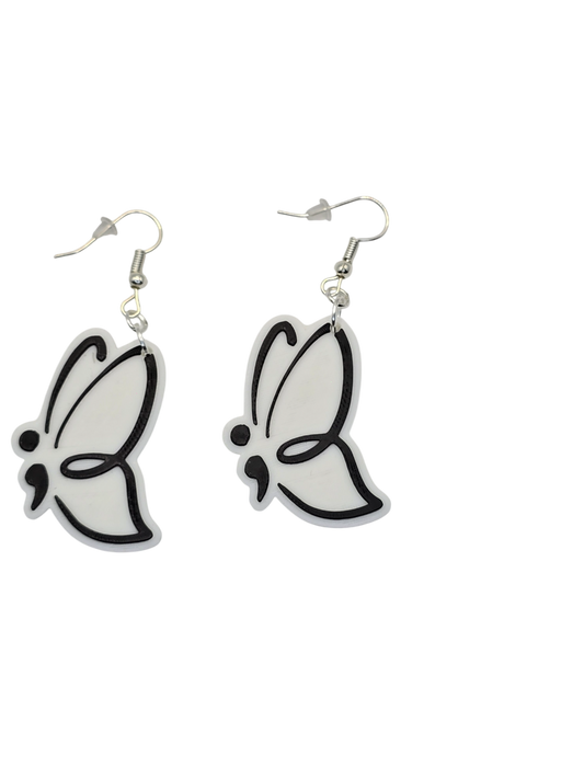 Butterfly-shaped earrings with no background