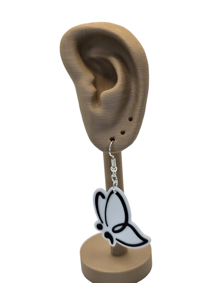 Butterfly-shaped earring on a 3d printed ear model
