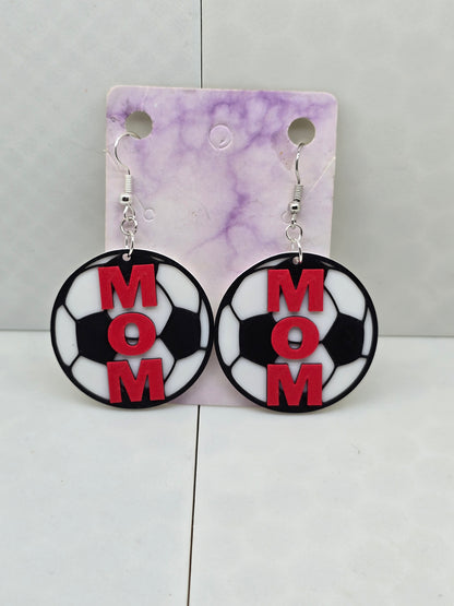 Soccer Mom Earrings - 3D printed. Multiple colors to choose from