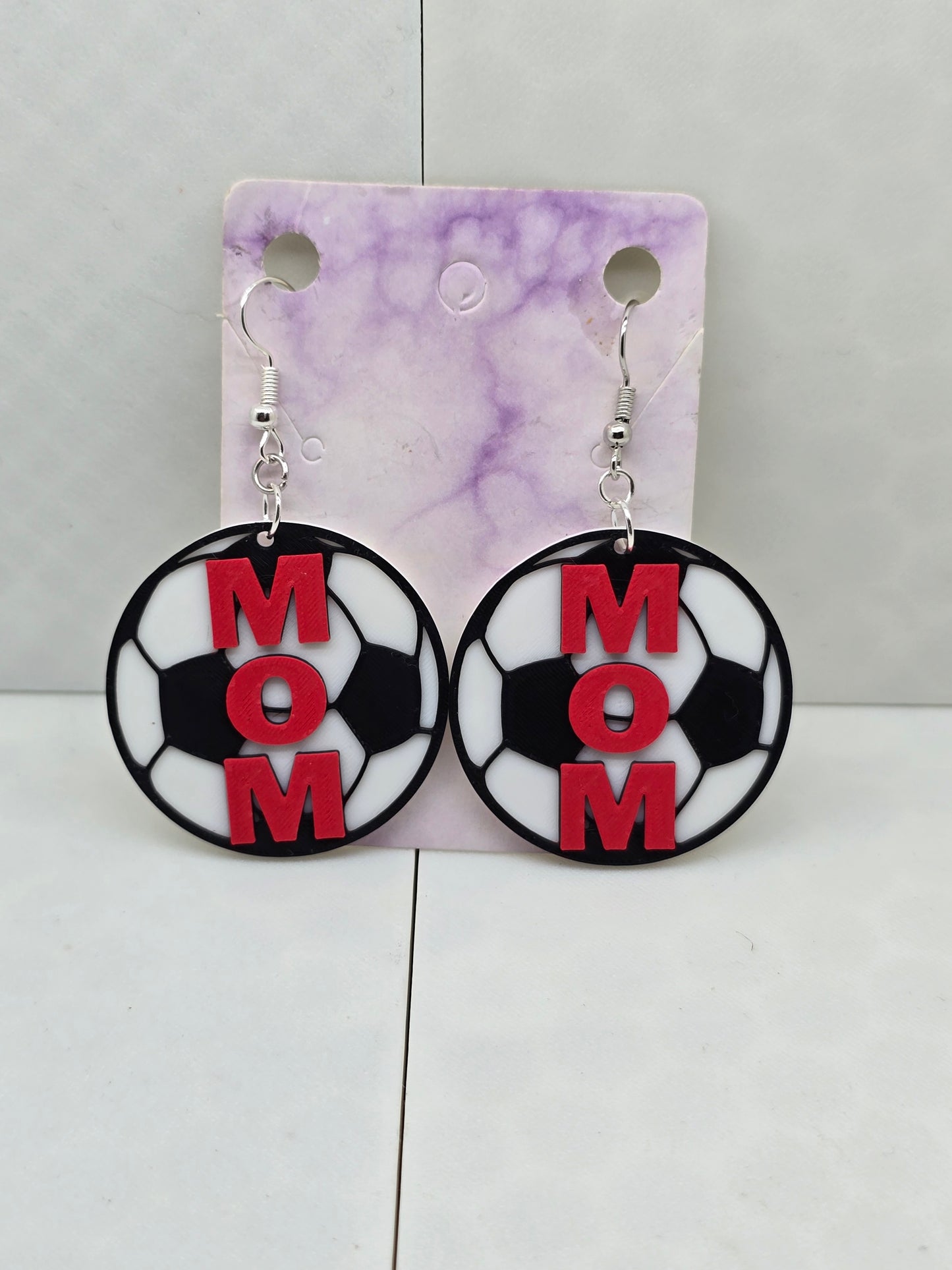 Mom Soccer Ball Dangle Earrings