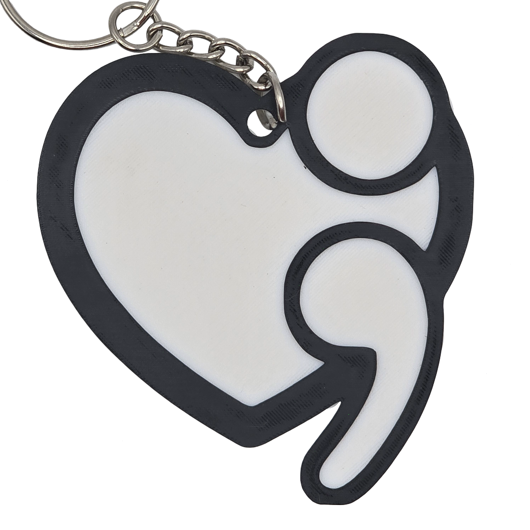 Solid Heart Semicolon Keychain
