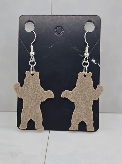Bear Standing Earrings - 3D printed earrings (more colors available)