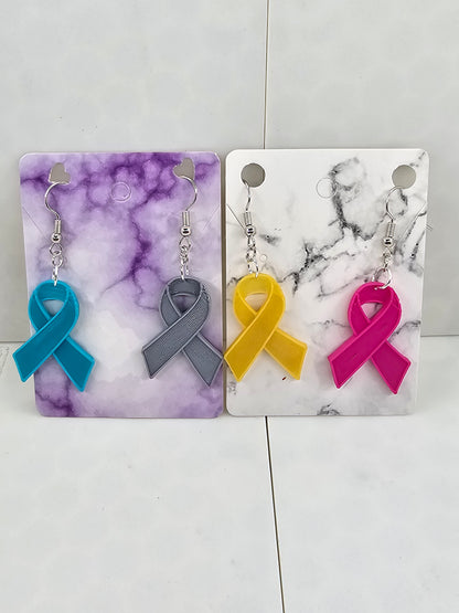 Cancer Awareness Ribbon 3D Printed Earrings!