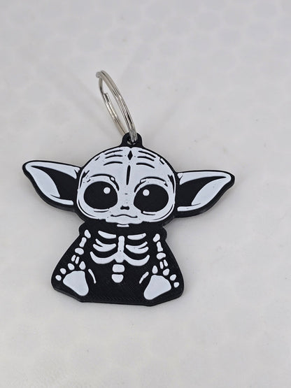 Baby Yoda Skelli Keychain - Erratically Eccentric Creations