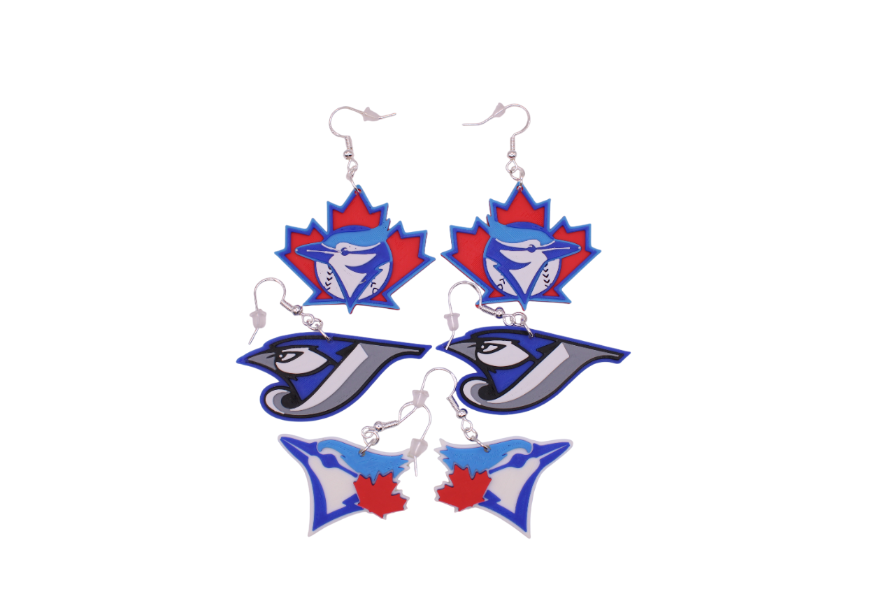 3 pairs of Toronto Blue Jays earrings