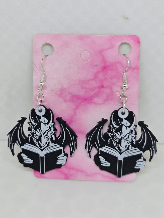 Dragon Reading Book Earrings