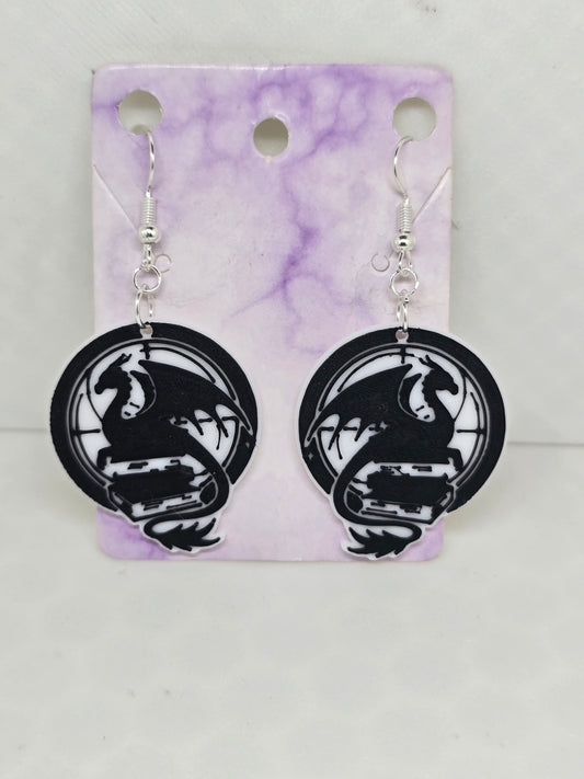 Dragon sitting on Book Earrings