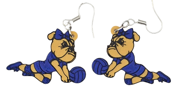 Bulldog Volleyball Earrings
