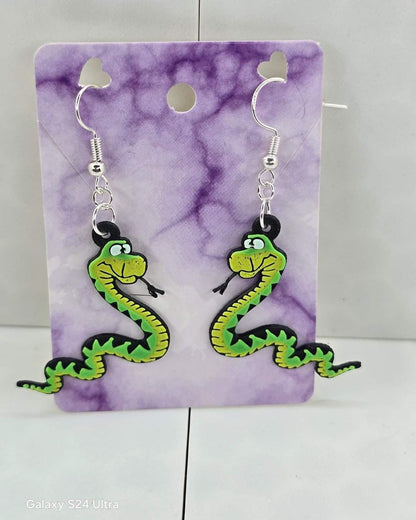 Cartoon Snake Earrings - Erratically Eccentric Creations