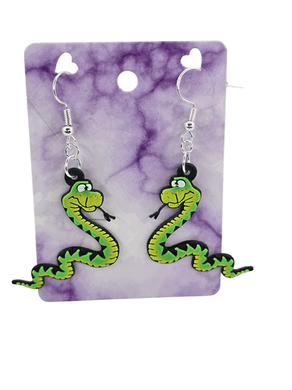Cartoon Snake Earrings - Erratically Eccentric Creations